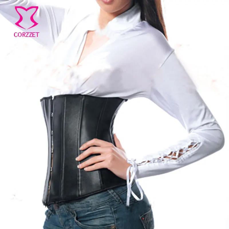 Готический черный кожаный корсет под грудь сексуальный плюс размер 6XL корсетный