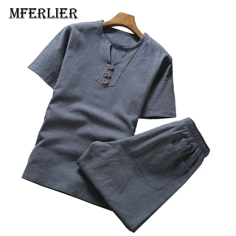 MFERLIER, летняя мужская рубашка, большой размер 5XL 6XL 7XL 8XL 9XL, хлопок, лен, обхват груди 105-155 см, мужская рубашка, 5 цветов