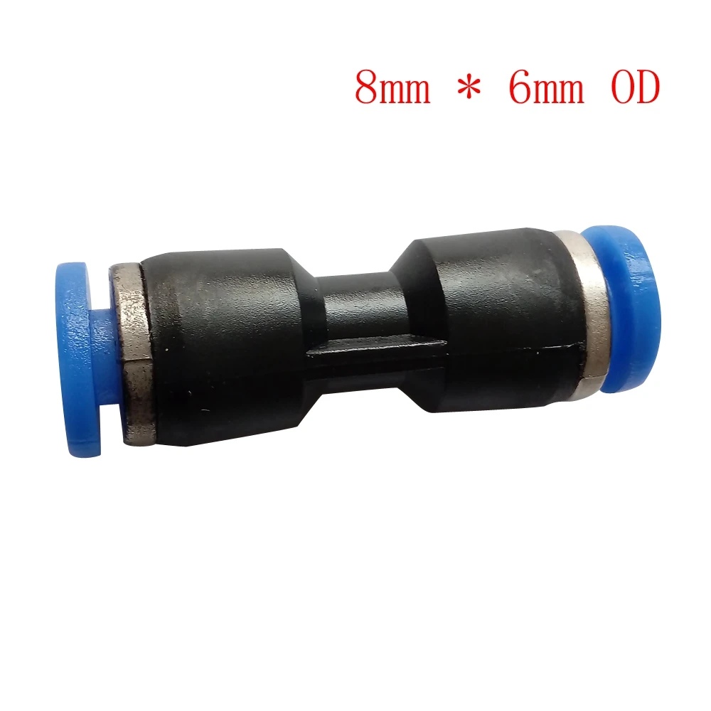 8mm x 6mm OD 4 мм 6 мм 8 мм 10 мм 12 мм труба OD равный или ReduingAir Пневматический Одно касание в прямой соединение фитинг пластиковые быстрые разъемы - Цвет: 8mm x 6mm OD