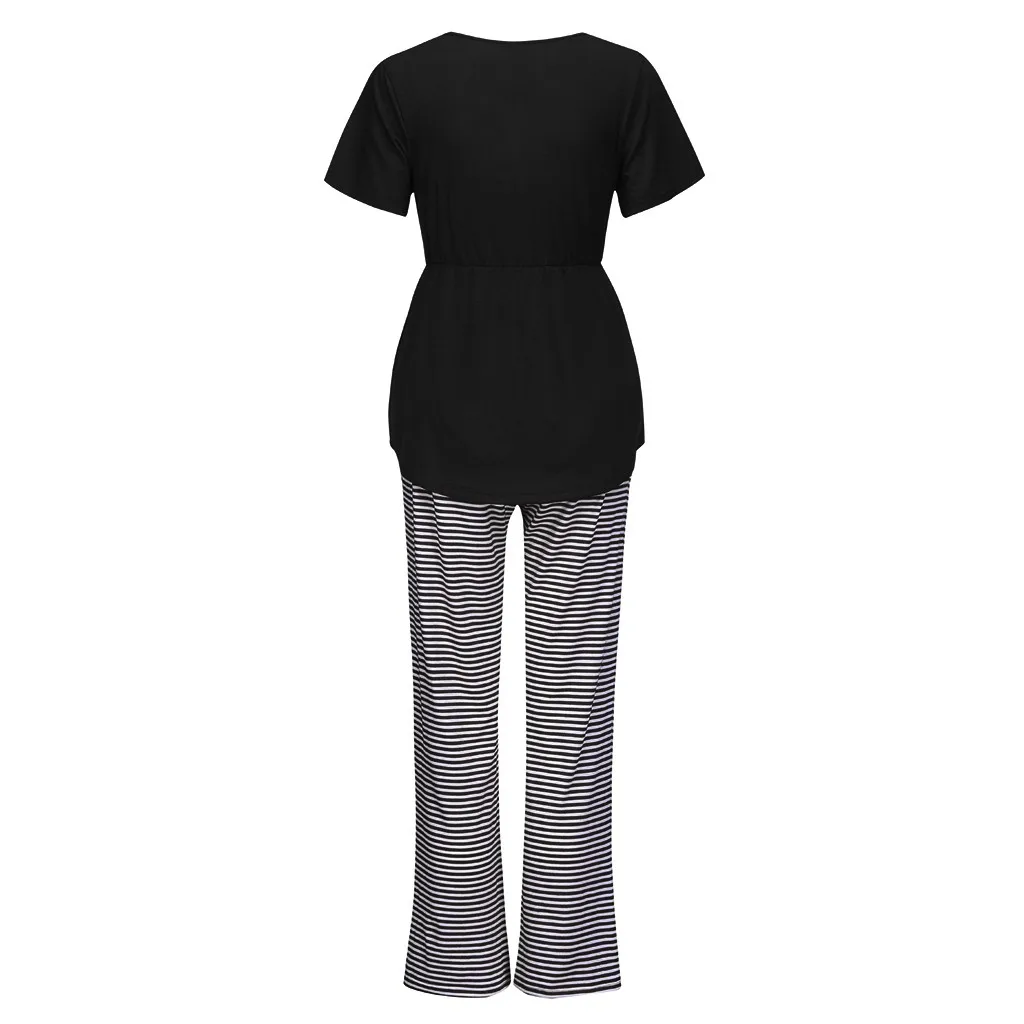 Повседневная одежда для беременных женщин костюм с v образным вырезом футболка