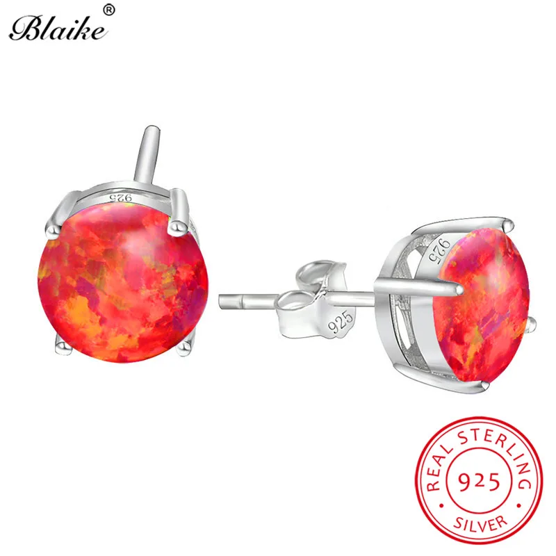 Женские серьги пусеты Blaike из 100% серебра 925 пробы с белым/синим/зеленым опалом