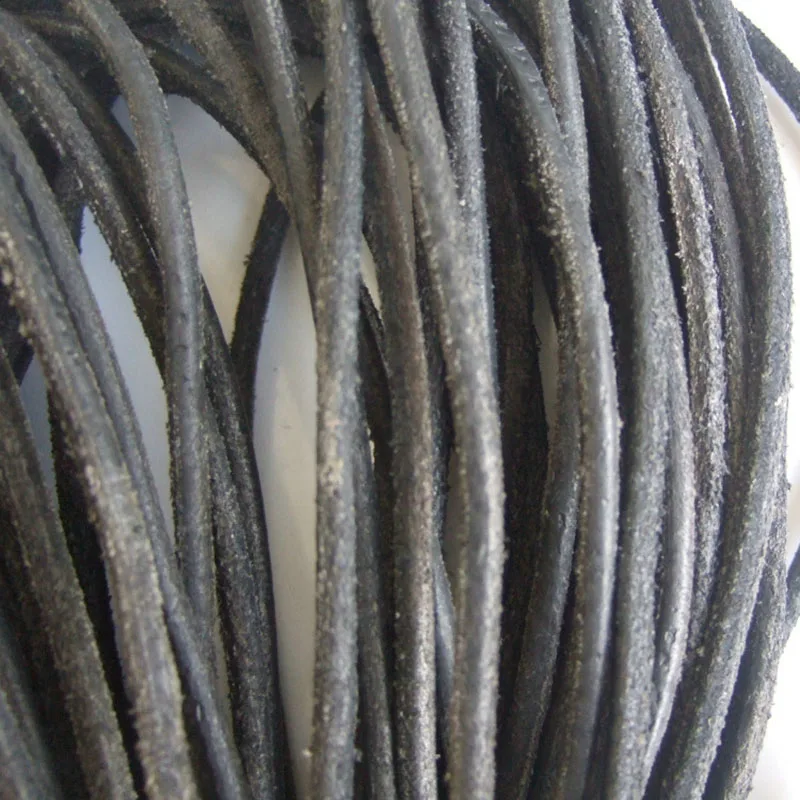 

10 Yards Black Real Genuine Round Shaggy Leather Cord 4mm Diameter For Necklace Bracelet Makings Fashion Jewelry Accessories