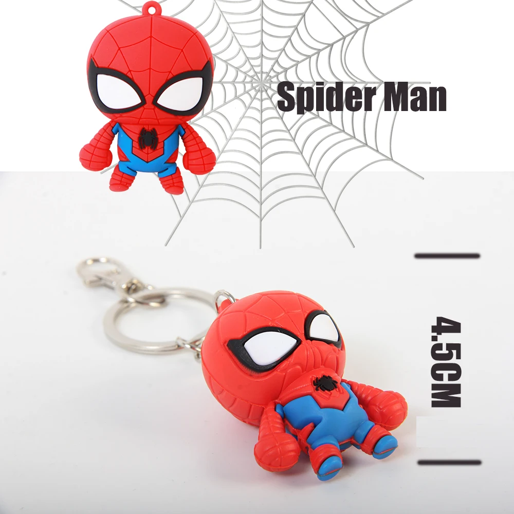 Spider Man Поп мультфильм ПВХ брелок Микки Минни Детские Брелки держатель для ключей сумка подвеска Подвески для фанатов подарок ключ кошелек аксессуары - Цвет: Spider Man
