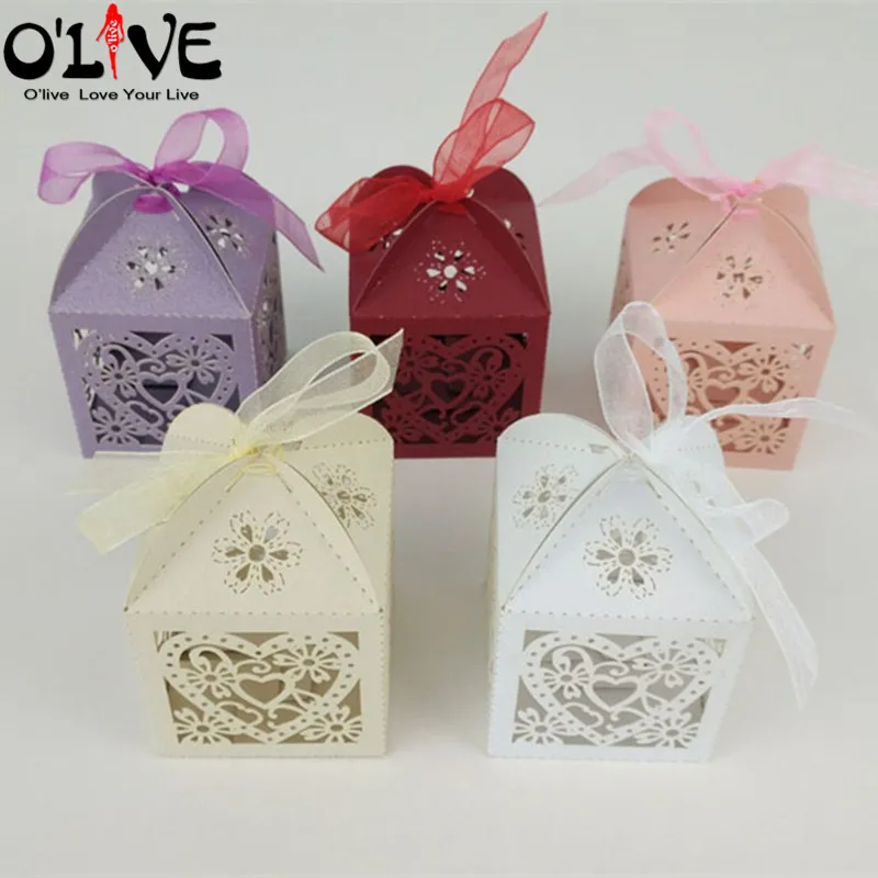 

50 Pcs Wedding Candy Box Birthday Party Gift Box Wedding Packaging Paper Bags Sachets Cardboard Boxes Bonbonniere Favors Bags