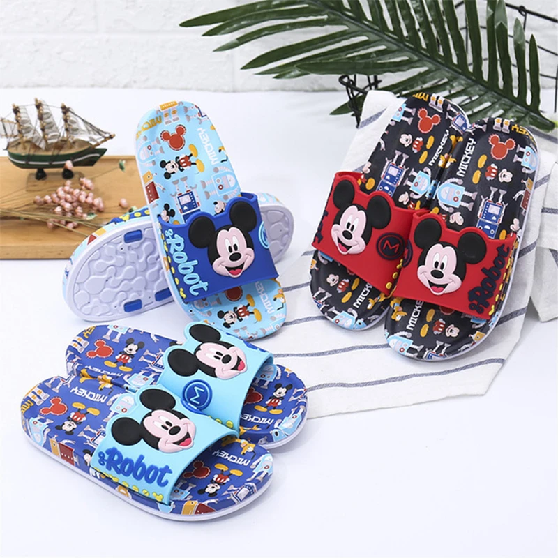 Новинка лета 2019 популярные детские сандалии Disney Нескользящие тапочки с Микки и
