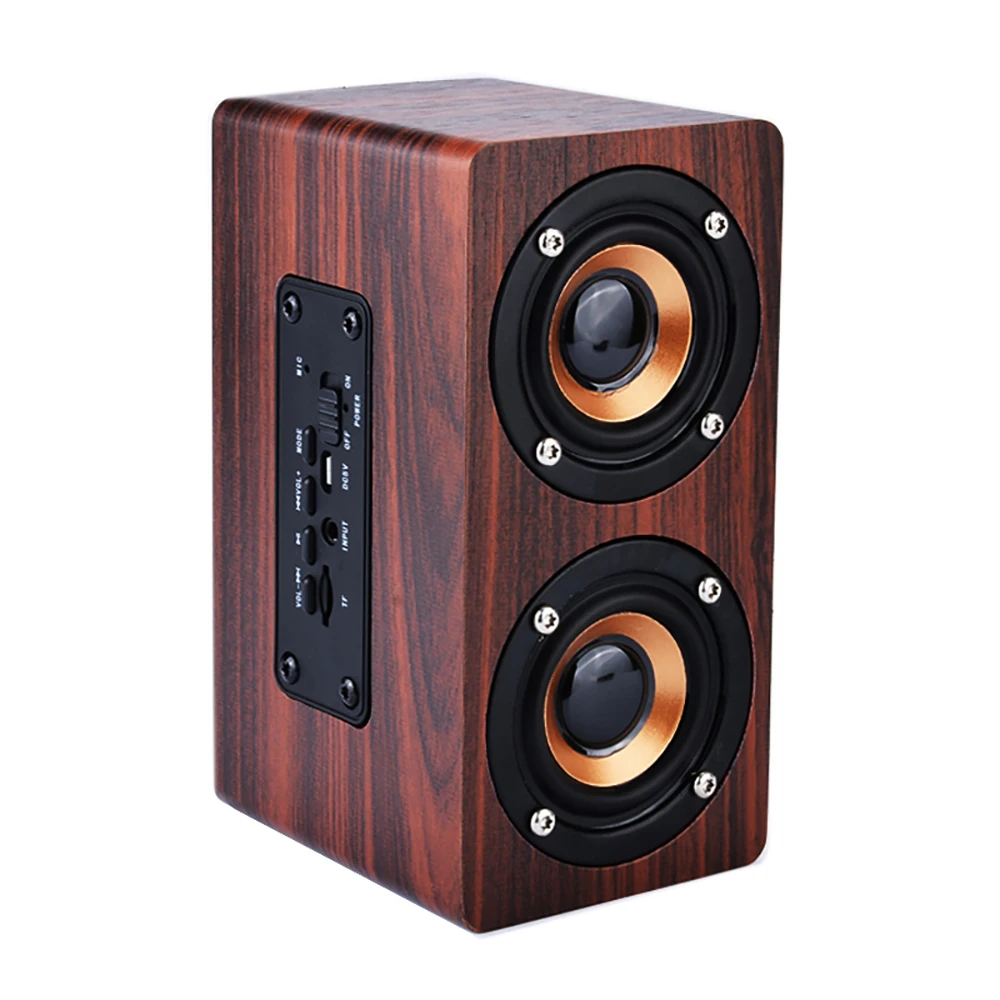 FDGAO портативный Bluetooth динамик Ретро деревянный HIFI беспроводной двойной динамик 3D объемный сабвуфер динамик поддержка TF MP3 плеер