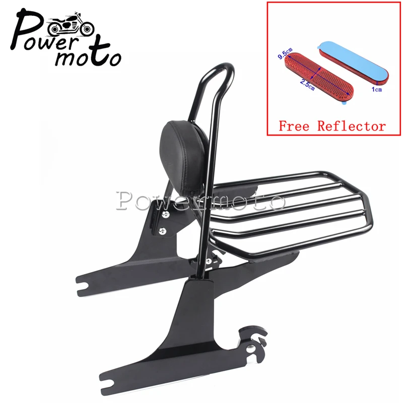 

Black Motorcycle Passenger Sissybar Backrest Luggage Rack Backrest Pad Cushion For Harley Softail Deluxe FLST 2006-2017