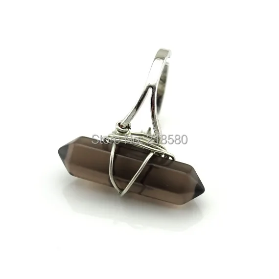 SR 012 Исцеление Кристалл дымчатый коричневый кварц точка серебряное кольцо|silver