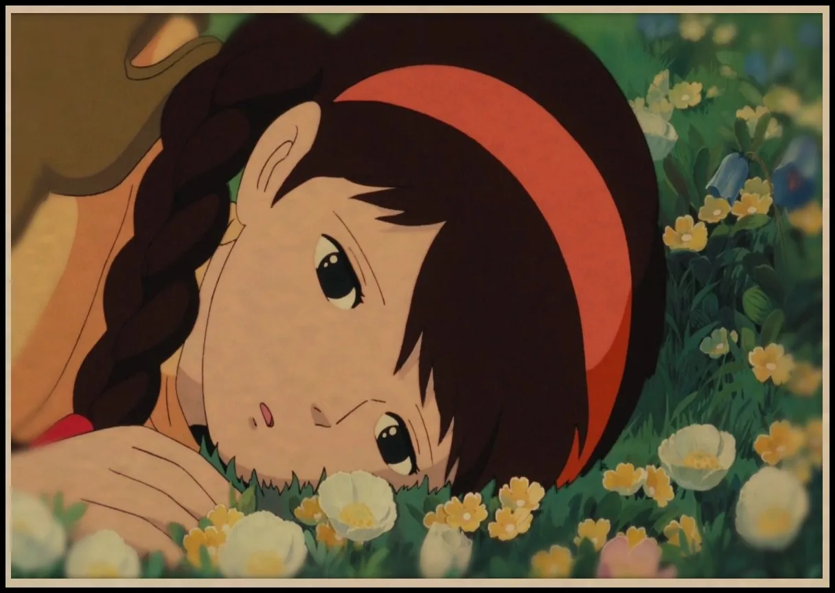 Винтажный постер Hayao Miyazaki в стиле ретро с изображением замка небе из крафт-бумаги