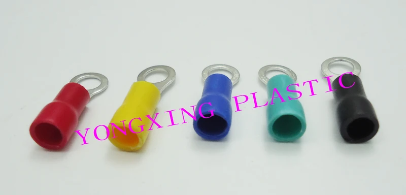 

250pcs/lot RV1.25-5 insulated terminal block 22-18AWG 0.5-1.5mm2 cable red yellow blue green black five color mixed