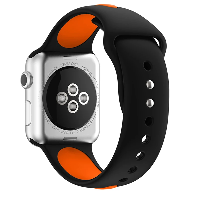 Ремешок силиконовый для Apple Watch Band 38 мм 42 спортивный браслет iWatch 4 44 40 watch 3 2