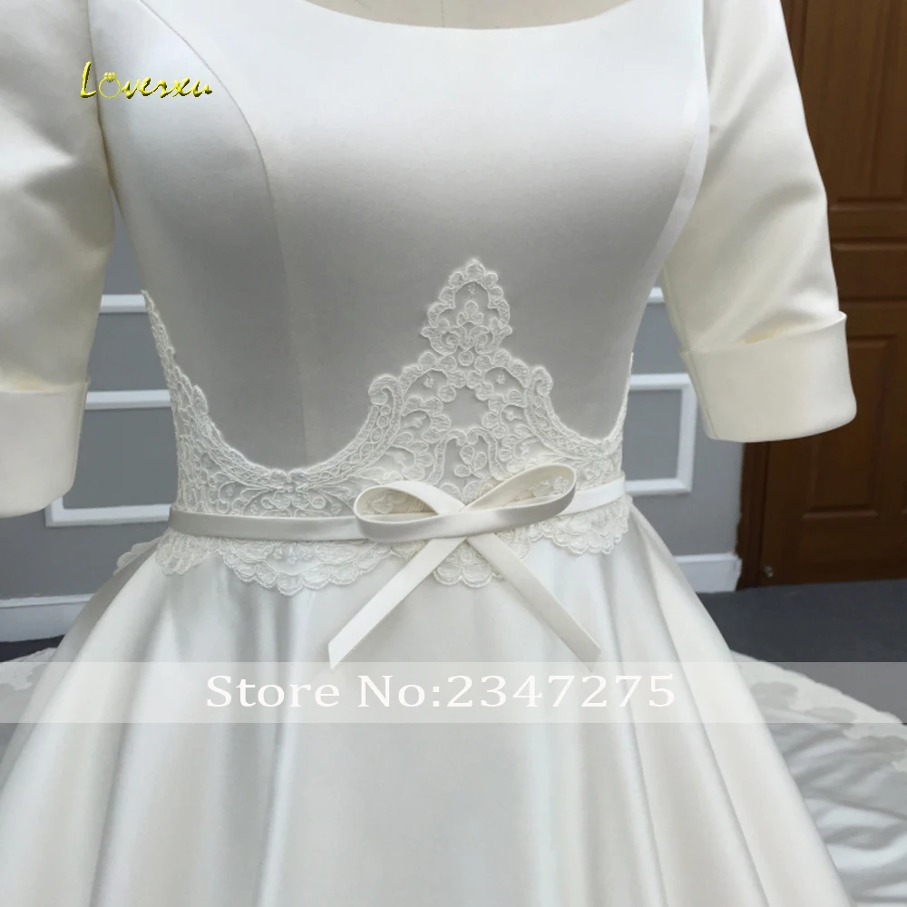 Женское свадебное платье со съемным шлейфом Loverxu простое ТРАПЕЦИЕВИДНОЕ ПЛАТЬЕ С