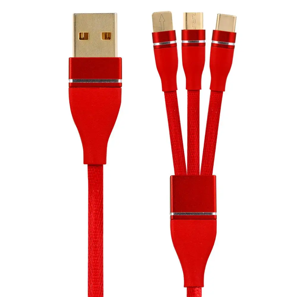 Инновационный Универсальный USB кабель Xiaomii 3 в 1 многоцелевой usb с нейлоновой