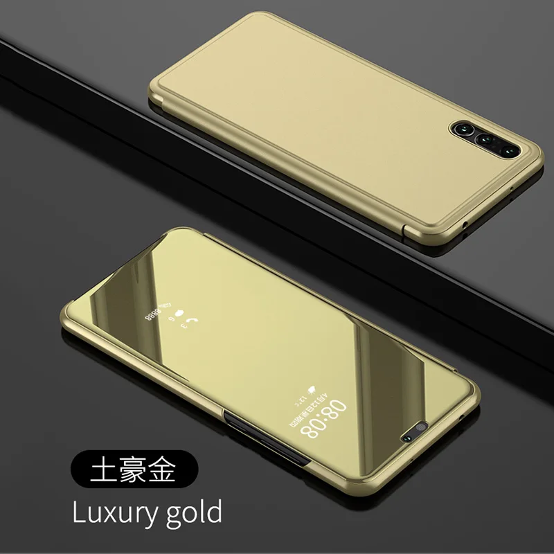 Роскошный прозрачный зеркальный чехол для huawei P10 Lite P9 P20 Pro Nova 3E Y5 Y6 Honor 7A DUA-L22 7C AUM-L41 кожаный флип-чехол - Цвет: Gold