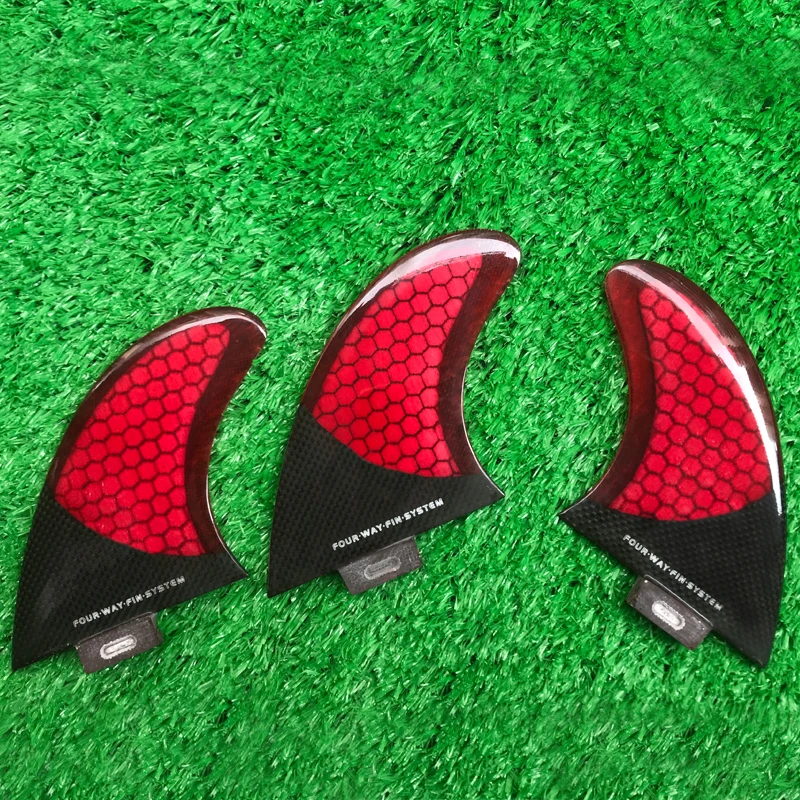 

Red Semi Carbon Honeycomb Single Tab Surf Fins Thruster Surfboard Fins For Surfing