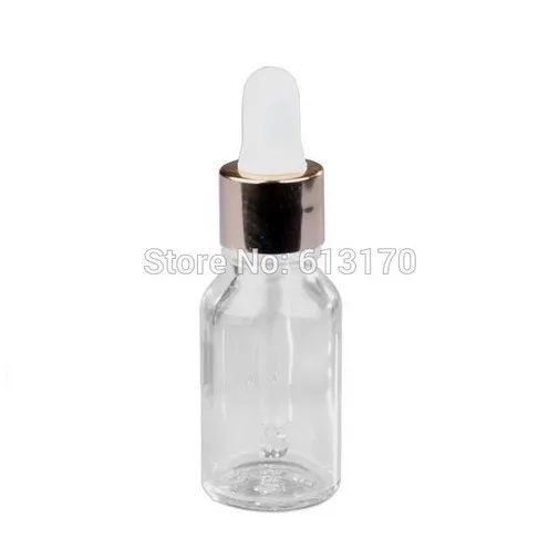 

15ml Clear Glass Dropper Bottles with White Rubber Gold collar,15cc Empty Essential Oil bottle Small sample Vials