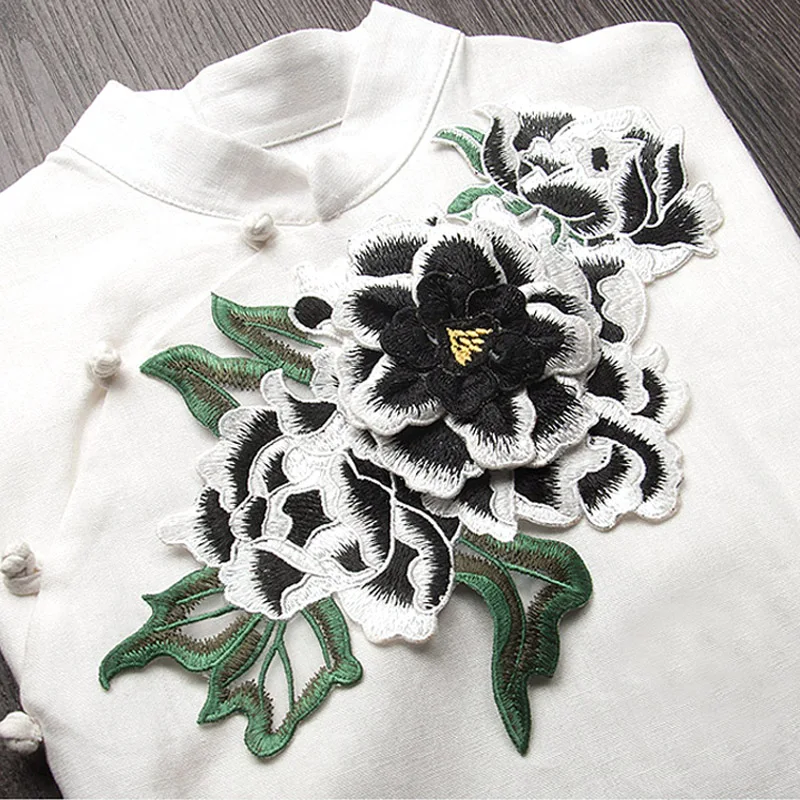 3D многоцветный Пион цветок Вышивка стерео Нашивки пришить Ткань Стикеры для