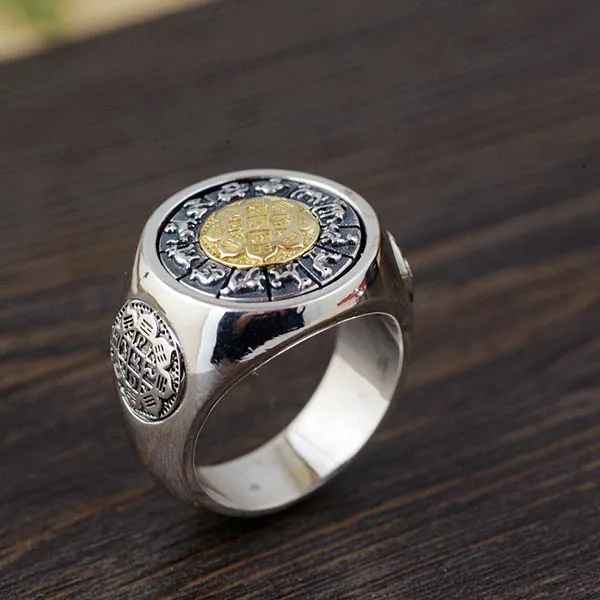 Gold BALMORA 925 пробы Серебряный вращающийся сплетни буддийские перстни для женщин леди мужчин вечерние винтажные модные украшения Anillos SY22054 - Цвет основного камня: Gold