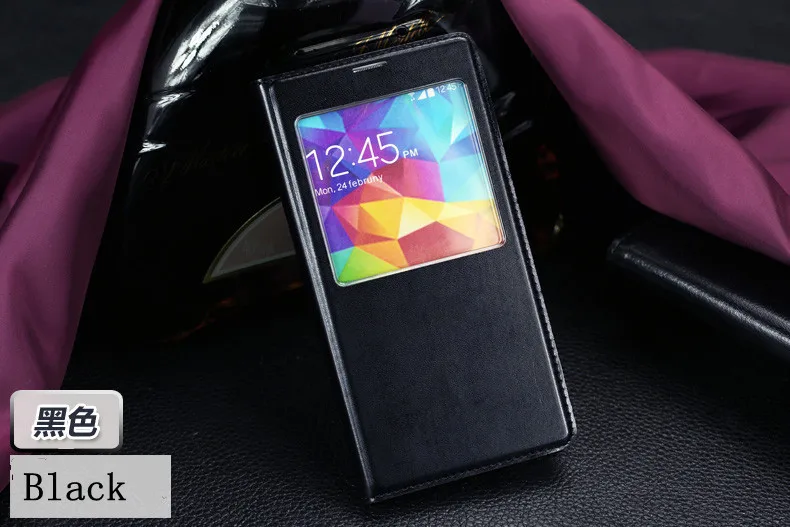 Black IC чип чехол s для samsung Galaxy S5 SV i9600 9600 Авто спящий чехол Корпус батареи чехол умный вид Окно Флип кожаный чехол - Цвет: Black