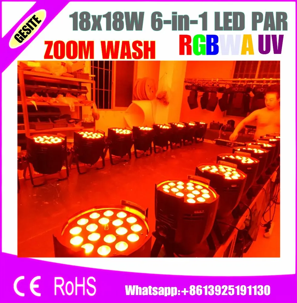 2 шт./лот Бесплатная доставка 8 шт. Профессиональный 18x18 Вт Led Par свет с зумом 330 10