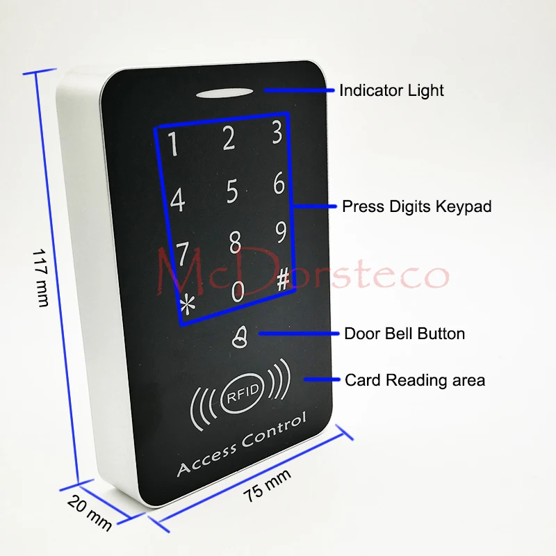 125khz RFID Proximity Card Access Control System Keypad Controller In&amp Out Door Opener Master with Antenna | Безопасность и