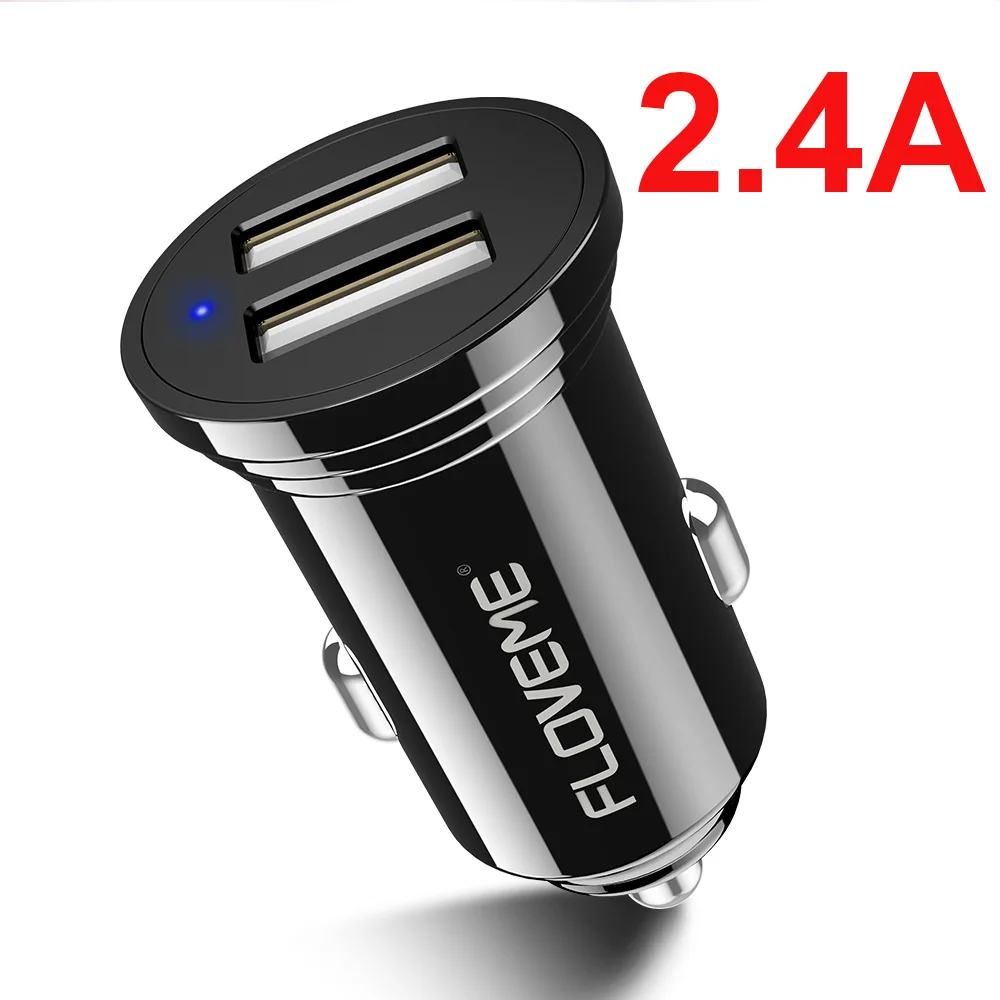 2.4A Charger FLOVEME 3.1A/2.4A универсальное Мини Двойное USB Автомобильное зарядное устройство для мобильного телефона автомобильное usb-устройство для зарядки телефона быстрая зарядка автомобильное зарядное устройство адаптер - Тип штекера: 2.4A Charger