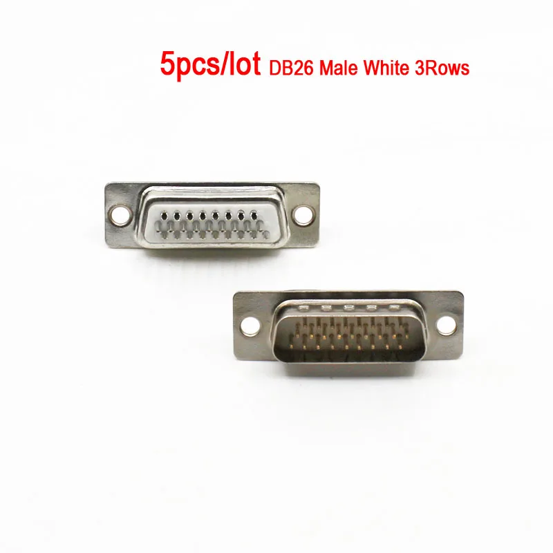 DB26M-3R-WH-5pcs DB25 DB26 25P 26P параллельно-последовательный порт Женский Мужской провод припоя Разъем VGA адаптер Пластиковый металлический корпус крышка - Цвет: DB26M-3R-WH-5pcs