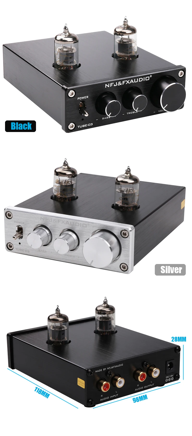 FX-AUDIO TUBE-03 MINI Bile 6K4/6J1 реамп ламповый усилитель буфера аудио предусилитель ВЧ регулировка басов предусилители DC12V