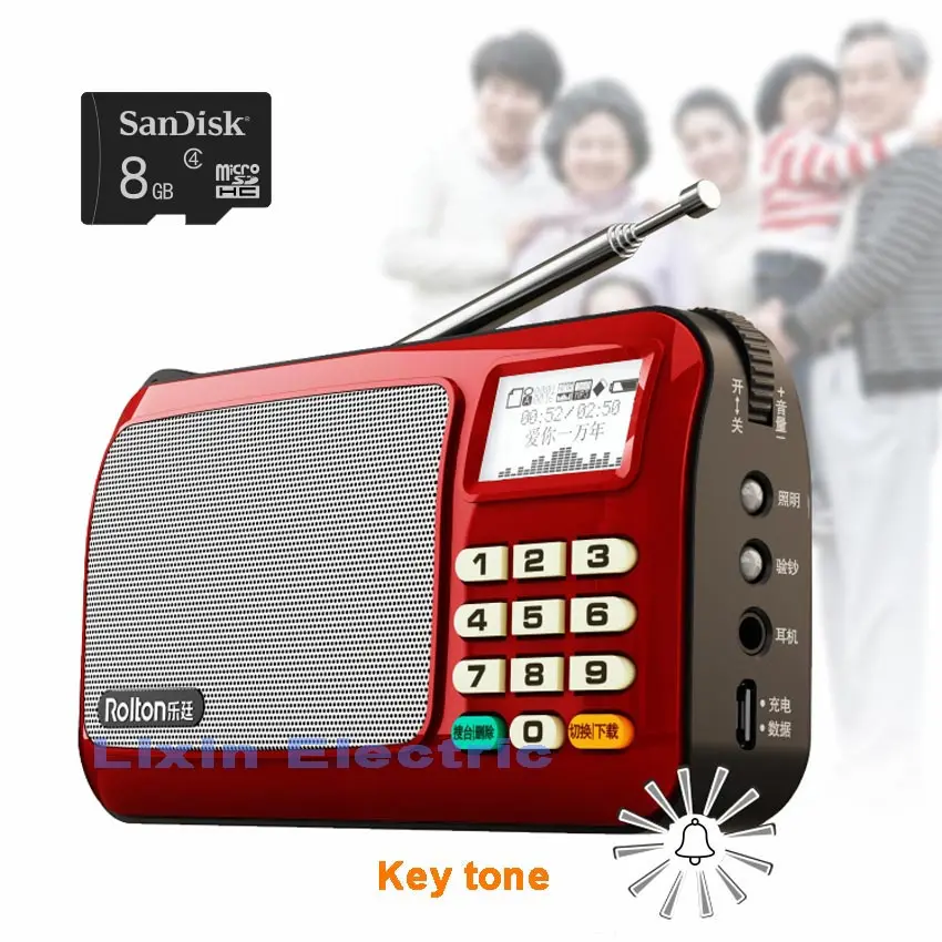 Rolton W505 MP3 плеер мини портативный аудио колонки FM радио с ЖК-экраном Поддержка TF карты воспроизведения музыки светодиодный фонарик