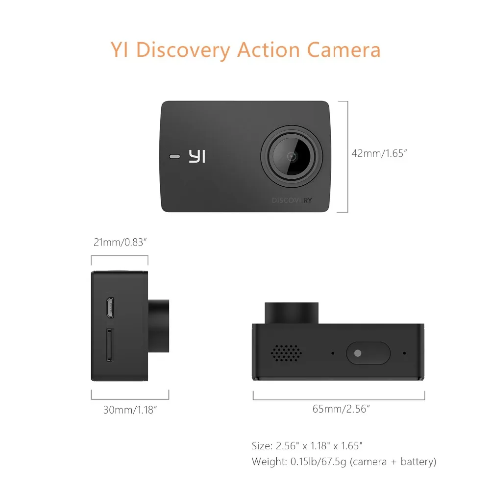 Экшн камера Yi Discovery международная версия 4K 20fps 8 Мп 16 Wi Fi 1080P 60fps водонепроницаемая