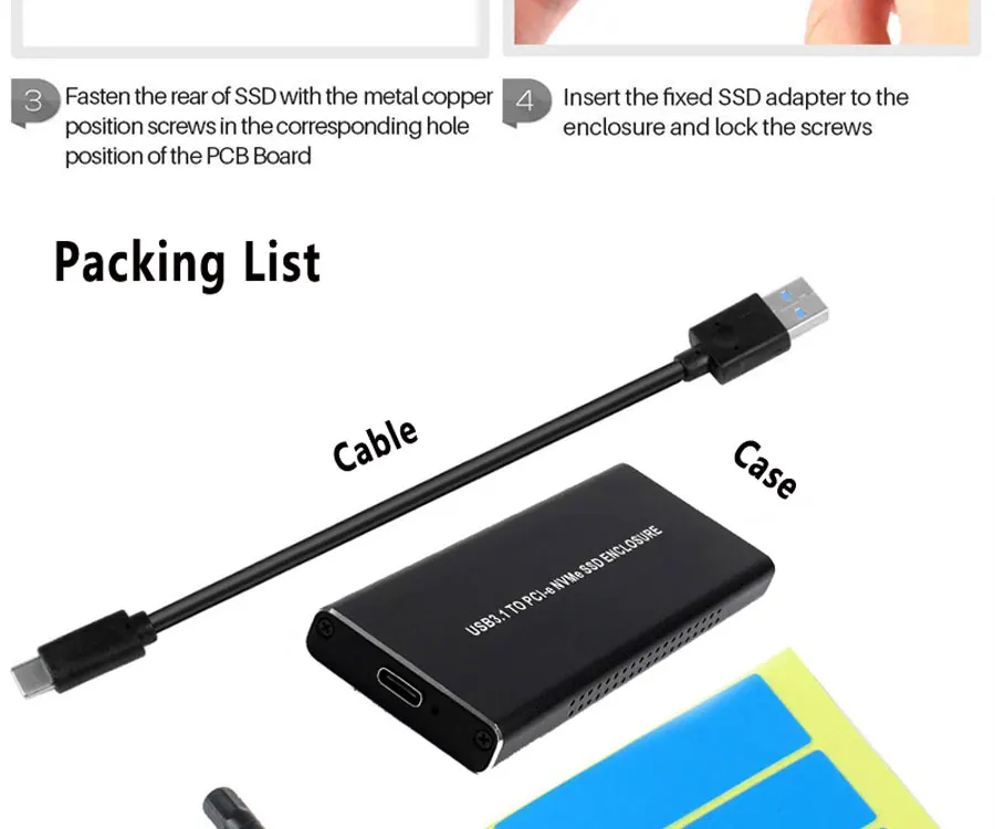 PCIE NVMe USB3.1 HDD корпус M.2 для USB 3,1 Тип C M ключ SSD корпус жесткий диск чехол внешний HDD чехол/PCIE SSD чехол