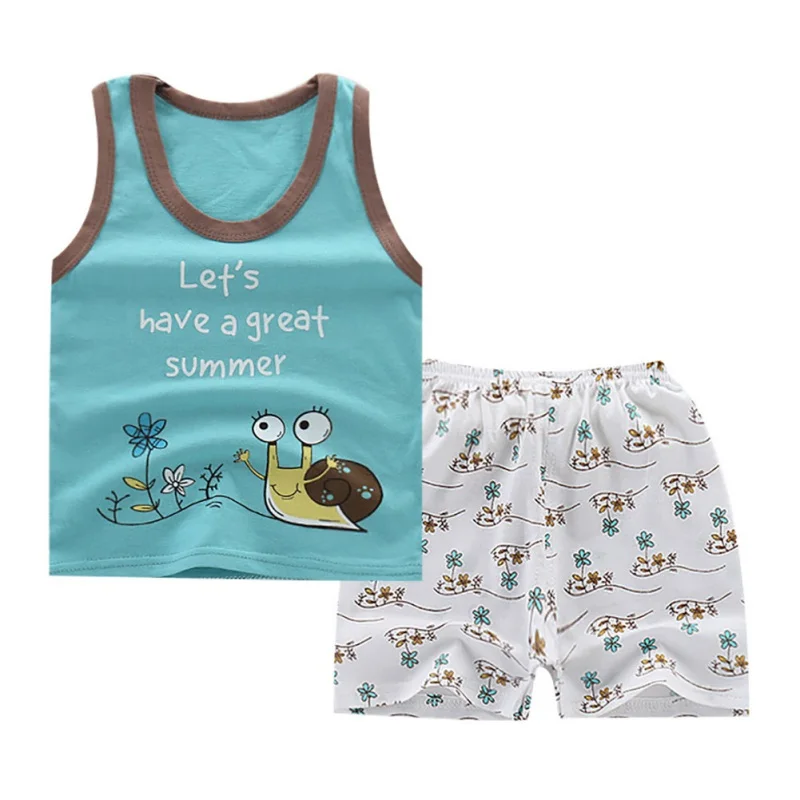Летняя одежда для маленьких мальчиков младенцев детская мультяшный хлопковый