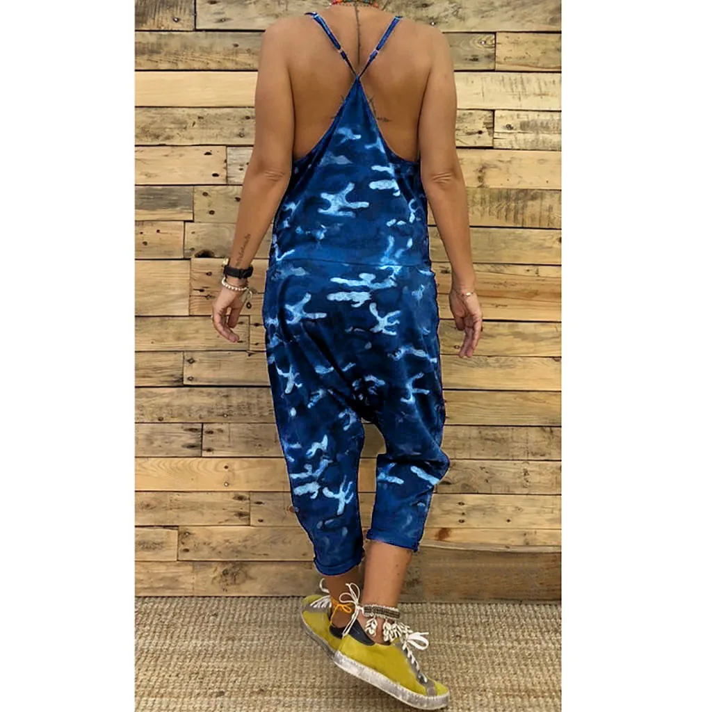Женские летние модные красивые повседневные камуфляжные Свободные Комбинезоны