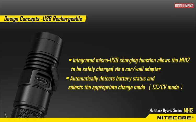 NITECORE 1000 люмен MH12 MH12W XM-L2 U2 светодиодный перезаряжаемый фонарик поисково-спасательный портативный фонарь 18650 аккумулятор