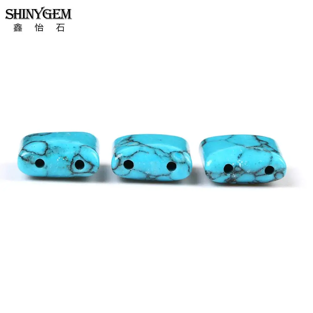 20 Piece/Lot Stabilized Turquoises Beads Square Shaped Pendant Double Hole DIY Handmade Jewelry Materials Jewelry Making