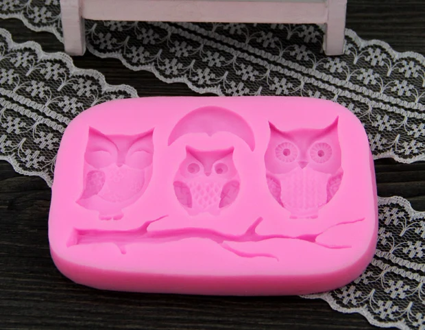 Силиконовые 3D формы для тортов совы и ветки дерева CT408|fondant molds|cake fondantsilicone 3d |