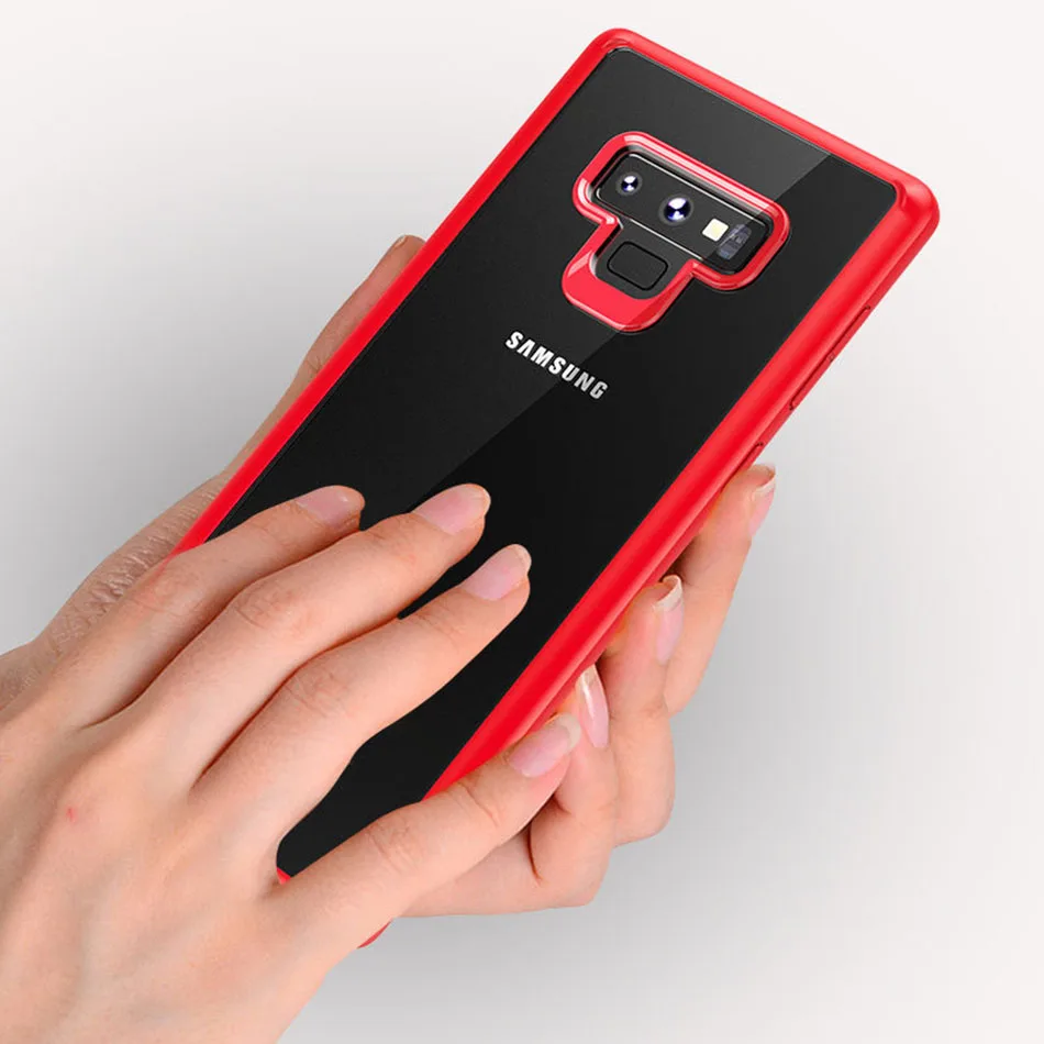 Противоударный чехол для samsung Galaxy note 9 силиконовый TPU + PC Прозрачный примечание