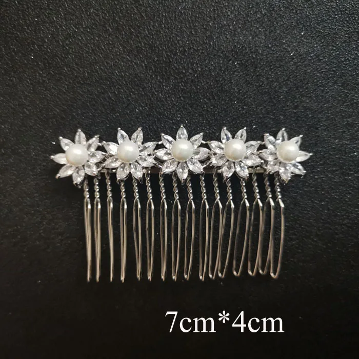 0686 Silver SLBRIDAL роскошный модный Шарм Мода зубец Установка кубического циркония свадебные расческа для волос свадебные женские украшения для девочек аксессуары для волос - Окраска металла: 0686 Silver