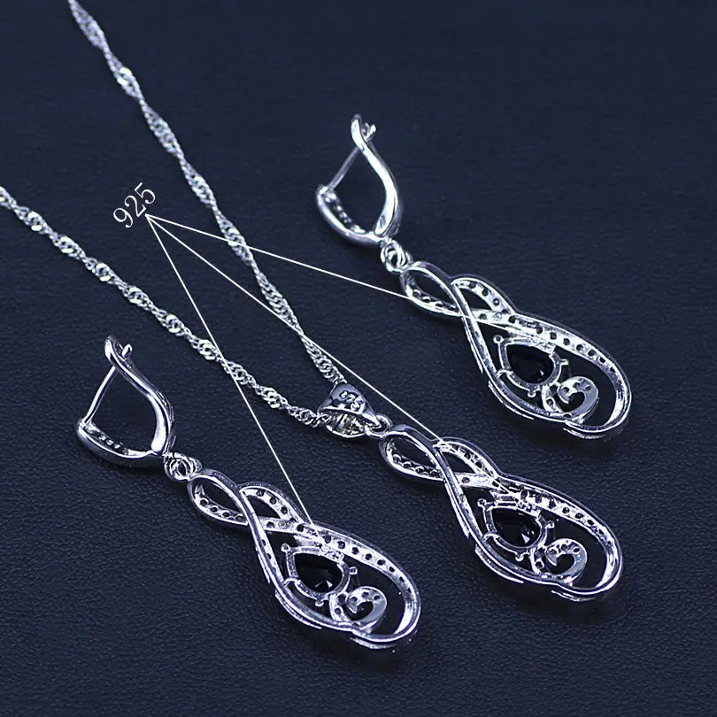 4 шт. женские серьги и кольца серебряного цвета с фианитом|Ювелирные наборы для