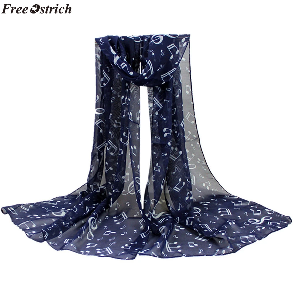 Бесплатная Страусиная Женская музыкальная нота шифон шейный шарф шаль глушитель