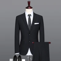 2019 mens stripe formal suits men custom made slim fit business suits men high quality 3 pieces wedding tuxedos costume suits