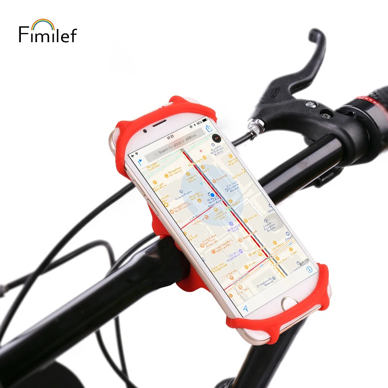 

Fimilef Universal Silicone Bicycle Motorcycle Mobile Phone Holder Baby Carriages Stand Bike Mount GPS Handlebar Phone Holder