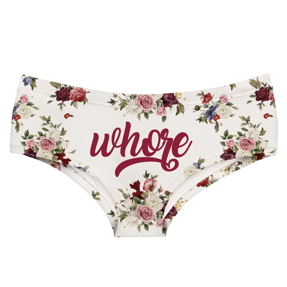 LEIMOLIS flowers Letter white funny print sexy hot panties female kawaii Lovely underwear push up briefs women lingerie thongs | Женская