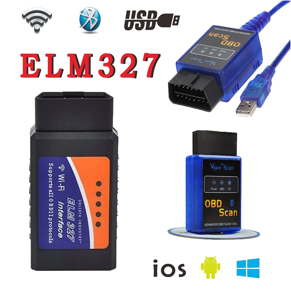 3 шт. ELM 327 V1.5 Bluetooth WIFI USB автомобильный диагностический инструмент OBD2 OBD-II ELM327