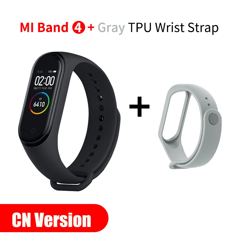 Серый Xiaomi mi Band 4 2.5D 0,95 'AMOLED Смарт mi band 4 браслет пульсометр фитнес 135 мАч цветной экран Bluetooth 5 Новинка - Цвет: Серый