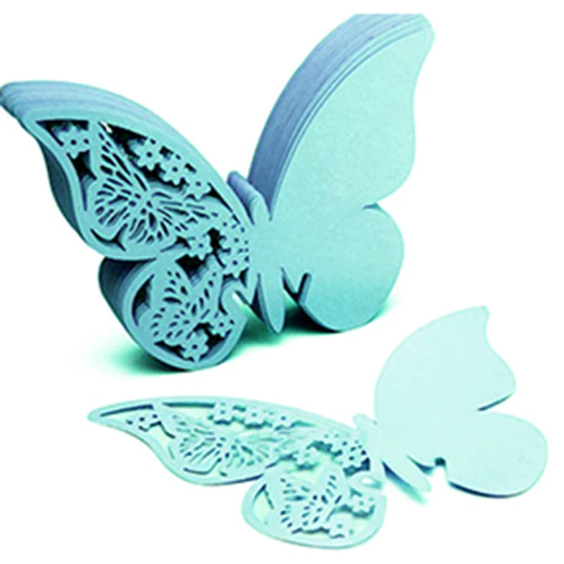 Tiffany Blue 10 шт./лот, лазерные вырезанные бабочки, свадебные украшения, день рождения, вечеринка, Кубок, карта, стол, имя вина, еда для гостей, места для гостей - Цвет: Tiffany Blue