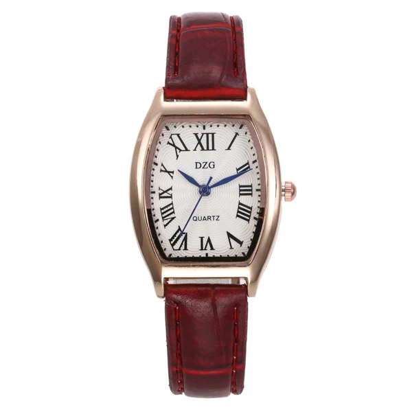 Red Женские часы, модные, классические, горячая Распродажа, кожаные, квадратные, роскошные, из нержавеющей стали, кварцевые наручные часы, relogio feminino - Цвет: Red