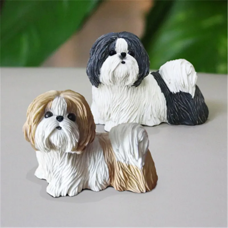 Имитация животного Милая статуя щенка Shih Tzu Изысканная собака креативный