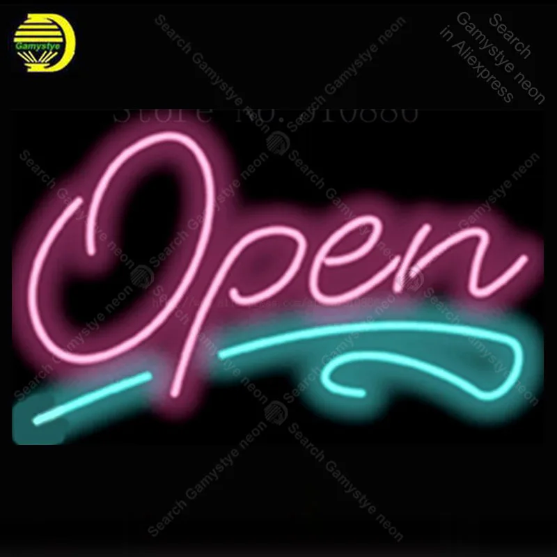 

17*14" Designer Open NEON SIGN REAL GLASS BEER BAR PUB LIGHT SIGNS store display Restaurant Shop financial Advertising Lights