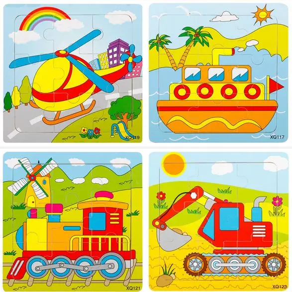 Деревянные пазлы с забавными мультяшными животными развивающие игрушки для